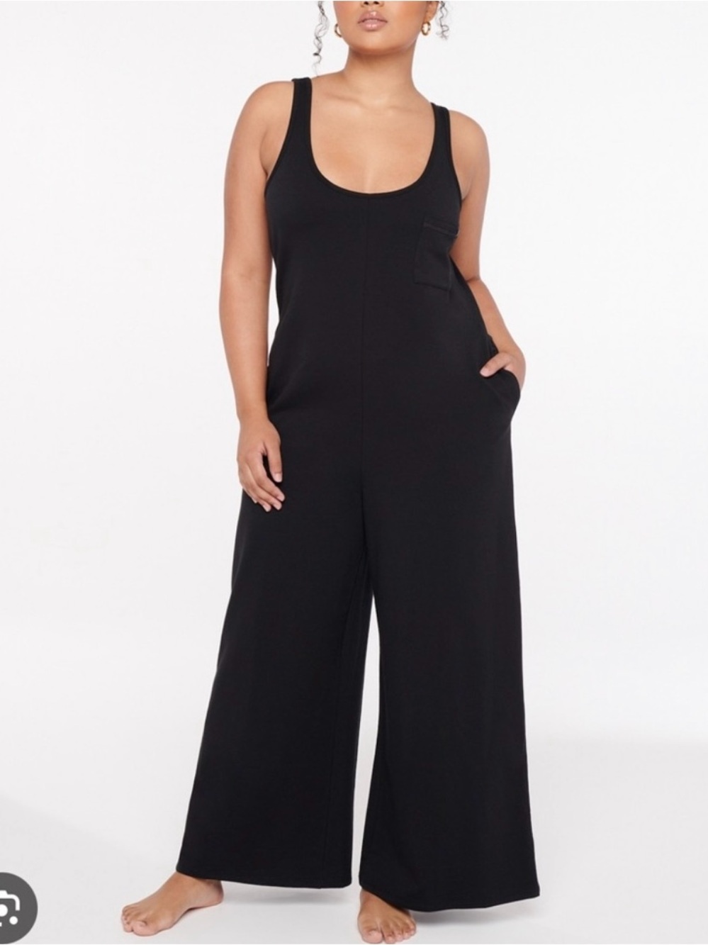 Savage X Fenty Xssential Black Relaxed Wide-Leg Jumpsuit Lounge Errands Travel